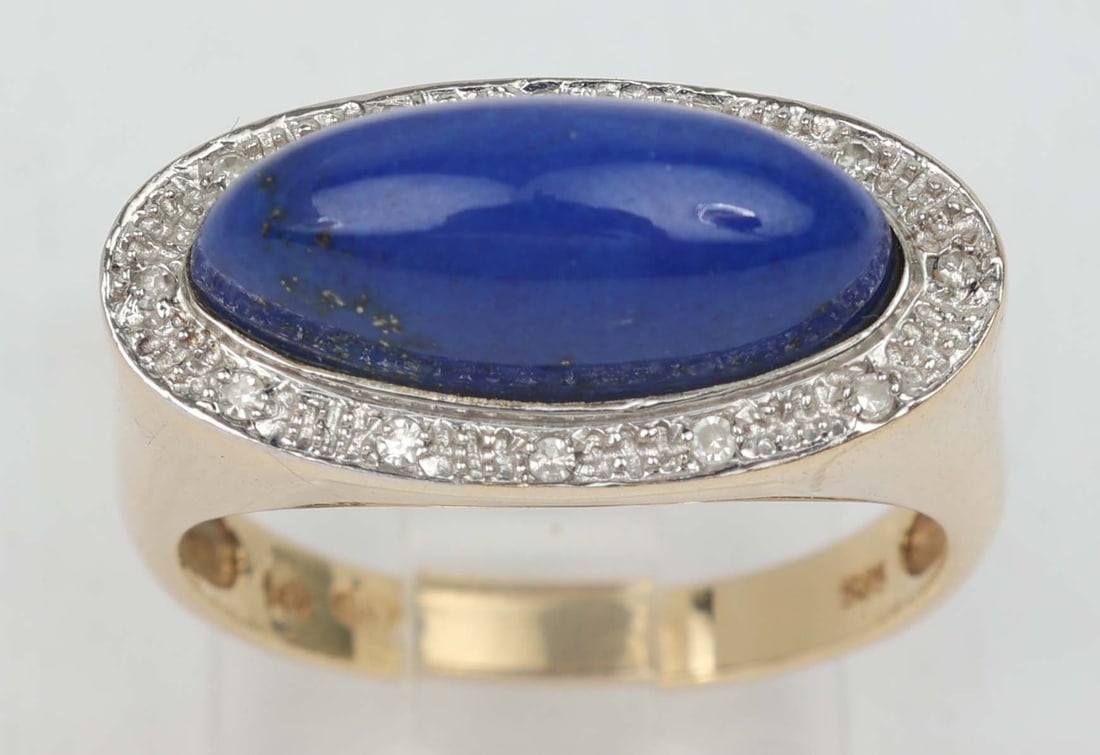14K YELLOW GOLD LAPIS LAZULI DIAMOND RING (1 of 3)