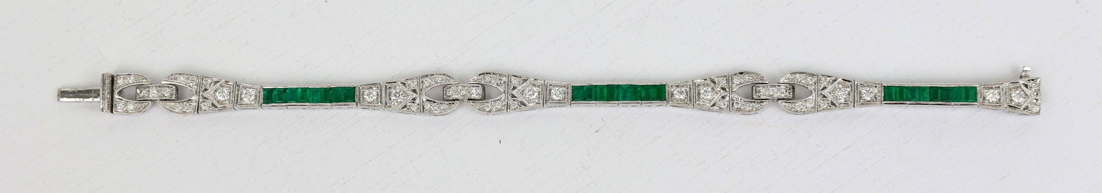 18K EMERALD & DIAMOND ART DECO BRACELET (1 of 3)