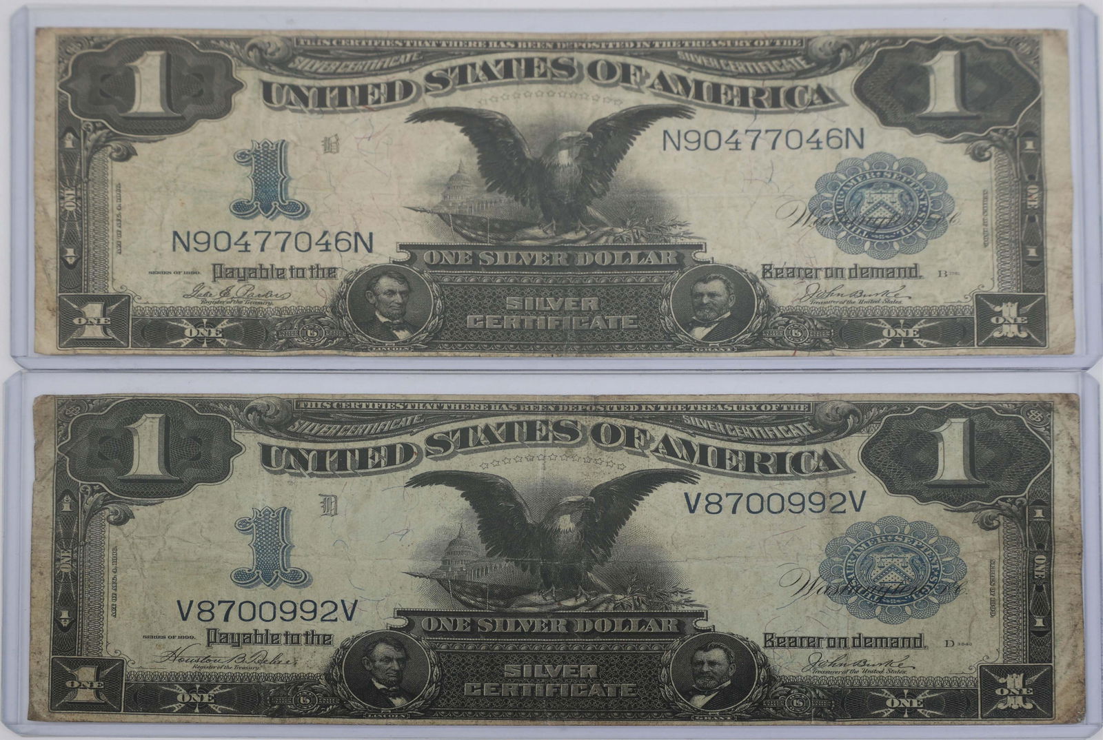 TWO 1899 $1 BLACK EAGLE SILVER CERTIFICATES (1 of 2)