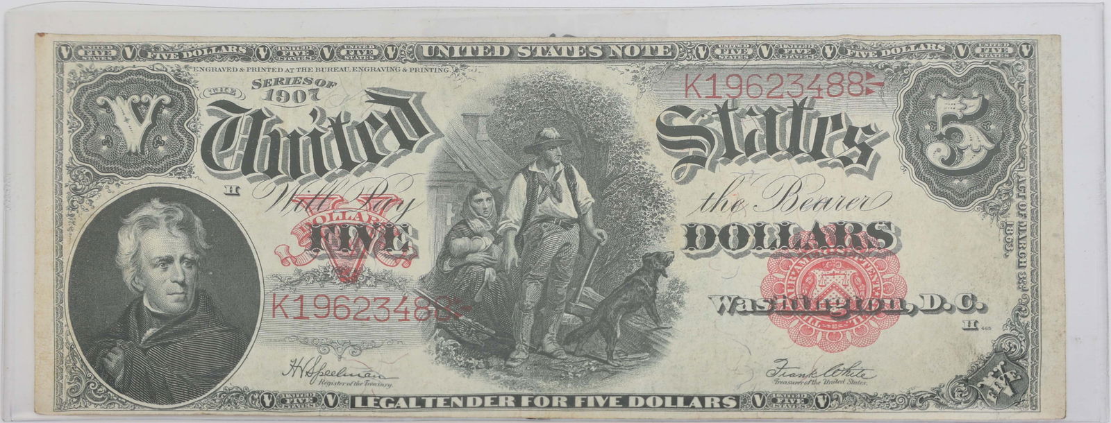 1905 $5 WOODCHOPPER NOTE CURRENCY HORSE BLANKET (1 of 2)