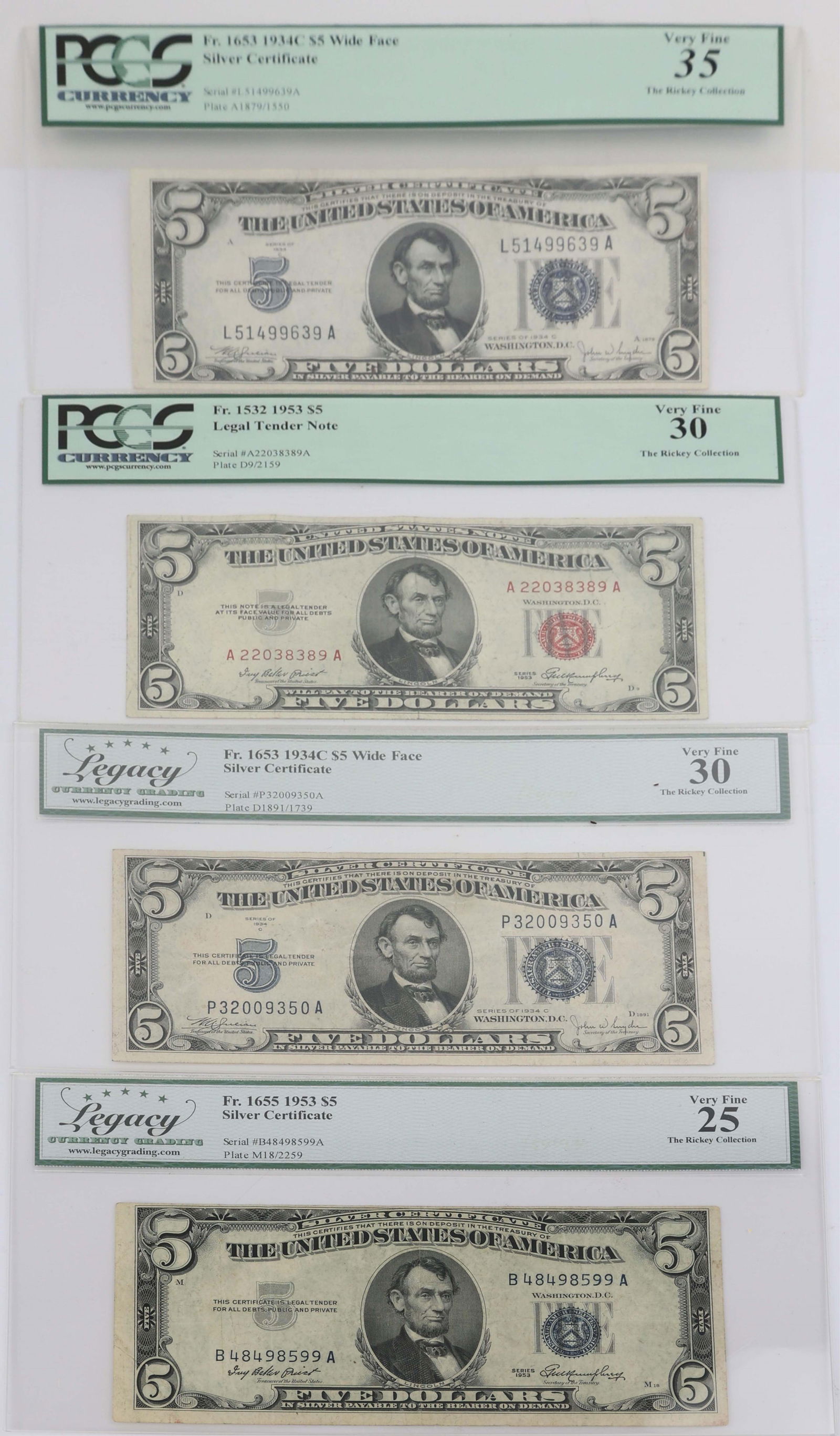 $5 RED AND BLUE SEAL PMG SILVER CERTIFICATES (1 of 6)