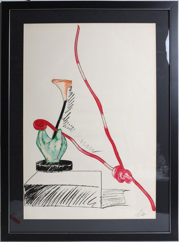 SIGNED ANDY WARHOL HAND COLORED FLOWERS LITHO: SIGNED ANDY WARHOL HAND COLORED FLOWERS LITHO #156/250 "Flowers, II.111" hand colored signed lithograph, 1974, by pop artist Andy Warhol (American, 1928-1987). Set in black frame with black matting, p