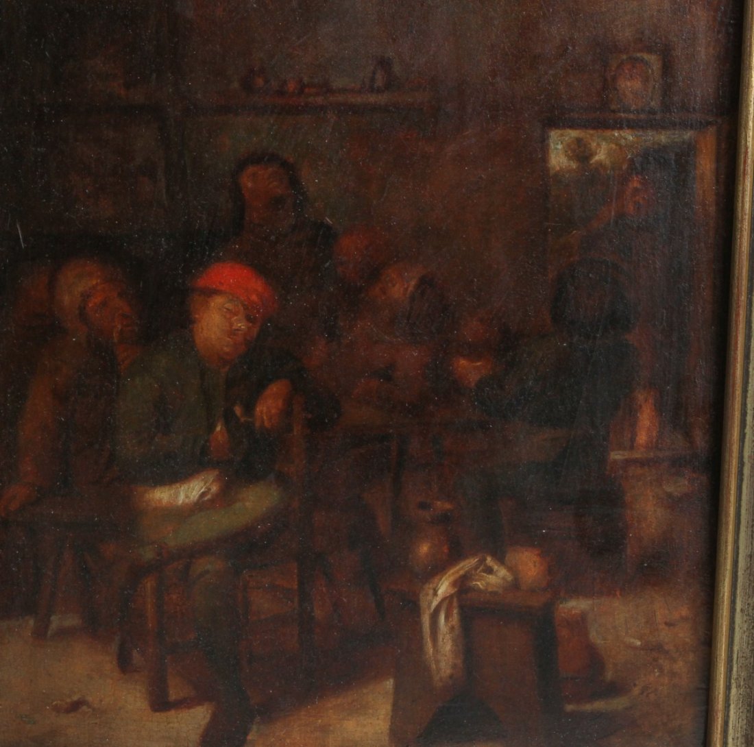MID 19TH C TAVERN SCENE UNKNOWN ARTIST OIL/BOARD - 2