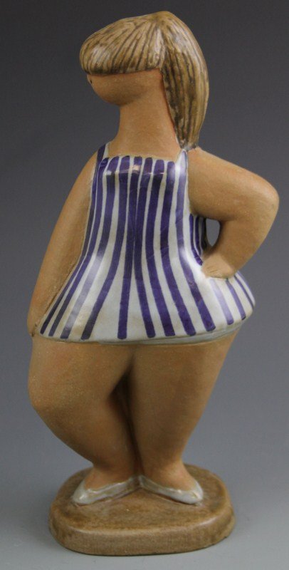 LISA LARSON "DORA" CERAMIC FIGURE FOR GUSTAVSBERG: LISA LARSON "DORA" CERAMIC FIGURE FOR GUSTAVSBERG "Dora" ceramic figure by ceramist Lisa Larson for Swedish porcelain company Gustavsberg, signed on underside. Size: 10.25"