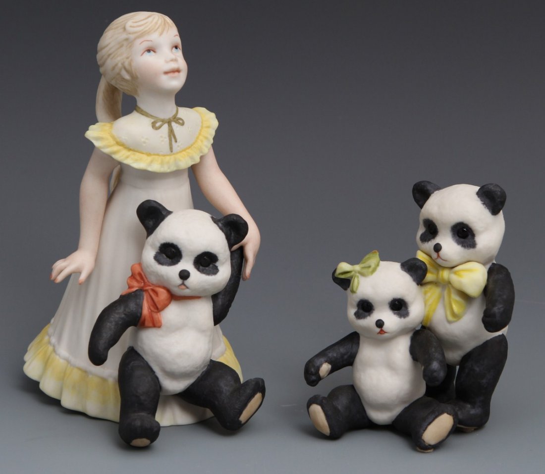 CYBIS PORCELAIN FIGURES GOLDILOCKS & PANDAS: CYBIS PORCELAIN FIGURES GOLDILOCKS & PANDAS Two porcelain figures by Cybis. Goldilocks and Pandas, #675. Both signed. Size: 6", 4"
