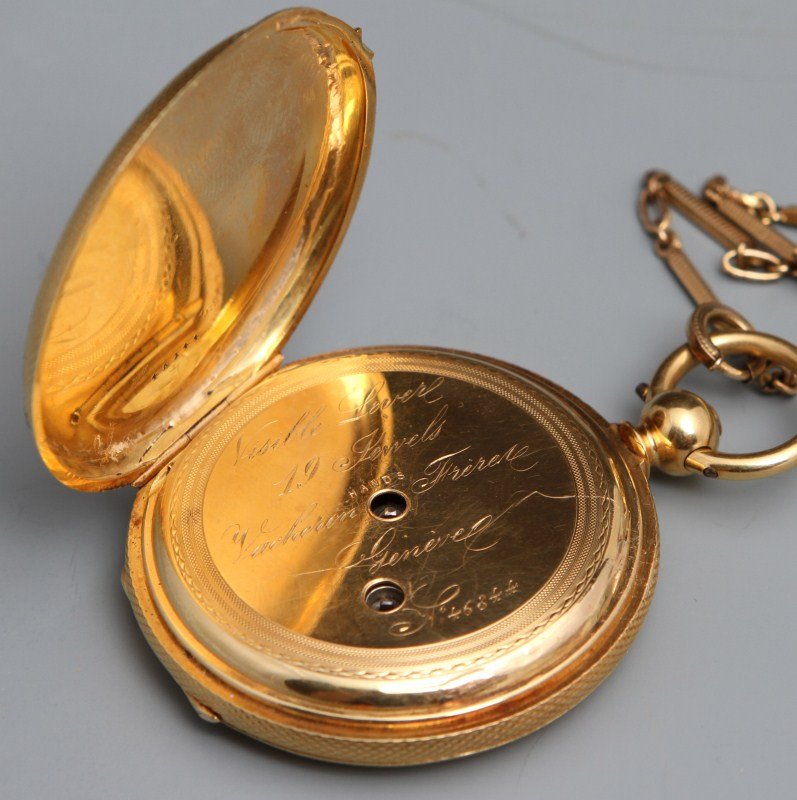 18K VACHERON FRERES MENS HUNTER POCKET WATCH - 4