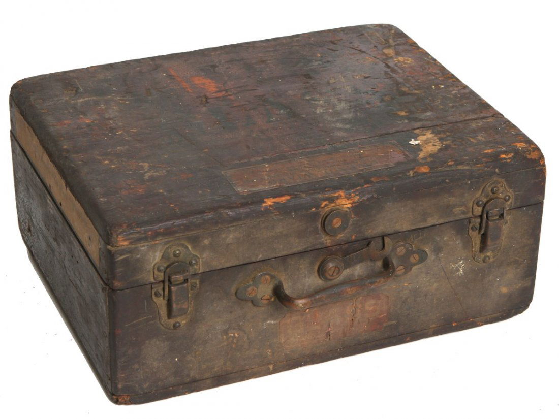 (132) MAGIC LANTERN GLASS SLIDES: (132) MAGIC LANTERN GLASS SLIDES Large lot of of 132 colored/ black & white magic lantern glass slides with antique storage box, circa late 19th/ early 20th C. Slides include a few personal photograph