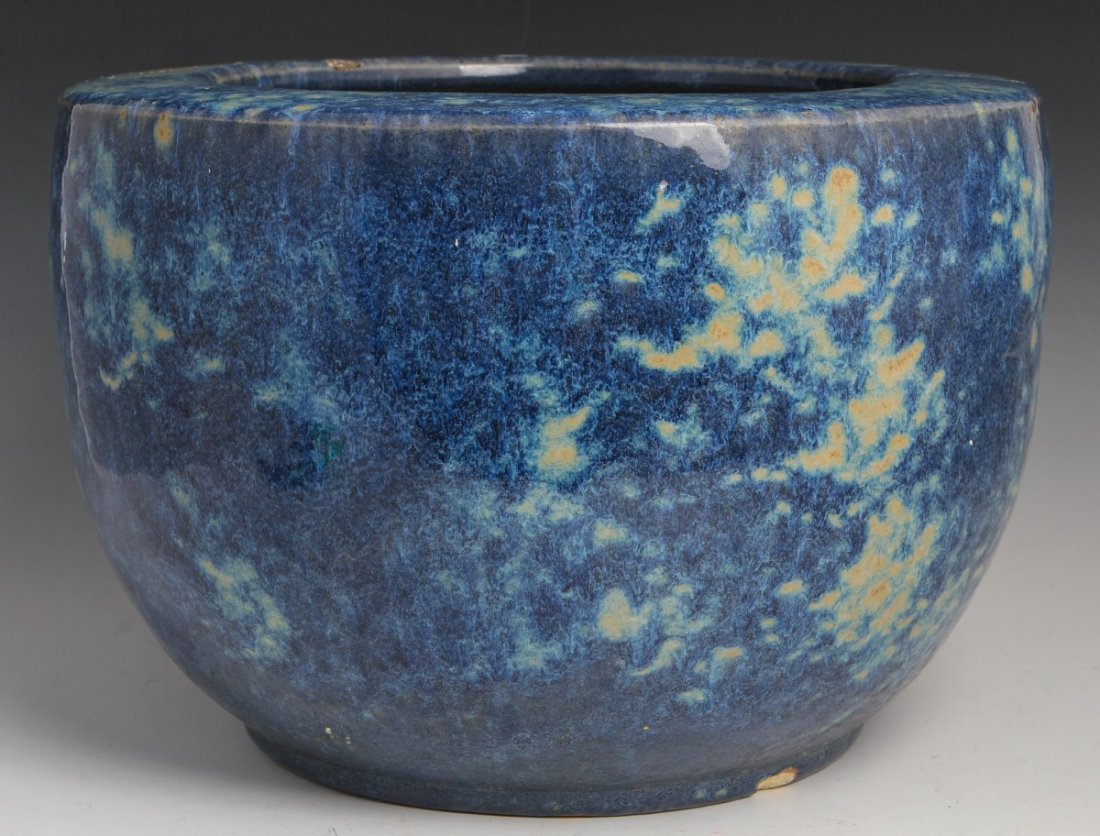 BLUE MOTTLED CERAMIC HIBACHI