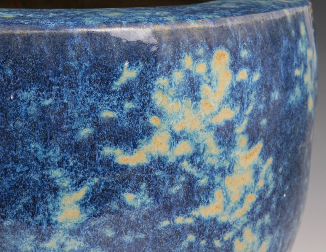 BLUE MOTTLED CERAMIC HIBACHI - 2