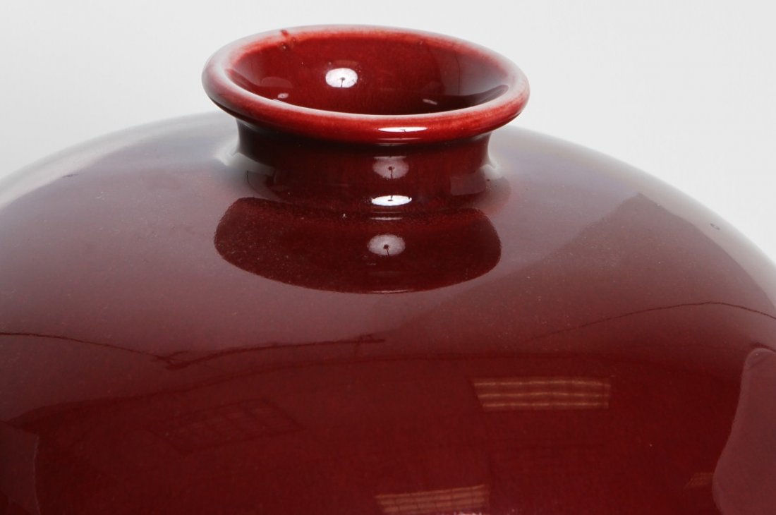 LARGE CHINESE OX BLOOD GLAZED CERAMIC VASE - 2