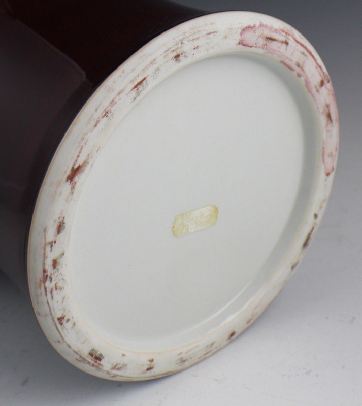 LARGE CHINESE OX BLOOD GLAZED CERAMIC VASE - 3