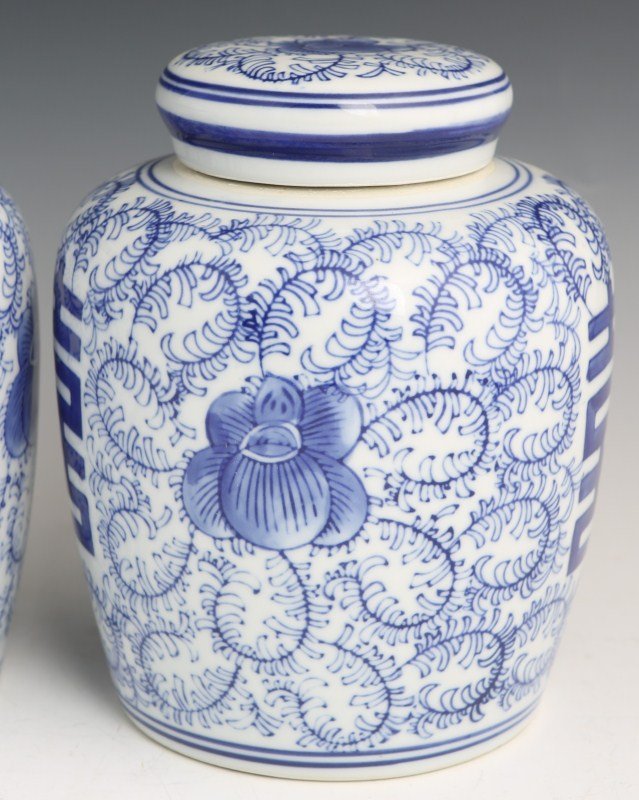 PAIR OF CHINESE DOUBLE HAPPINESS GINGER JARS - 2