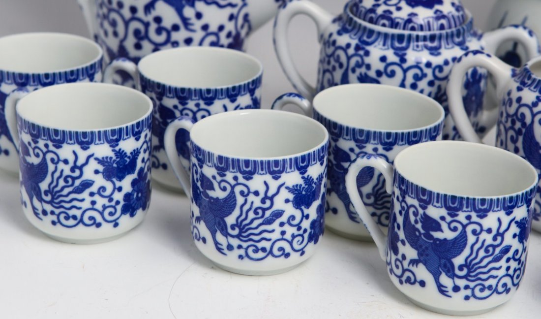 BLUE AND WHITE PORCELAIN TEA SET AND JARS - 2