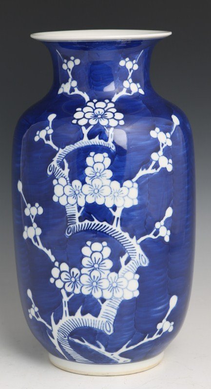 LARGE CHINESE BLUE & WHITE VASE PLUM JINGDEZHEN