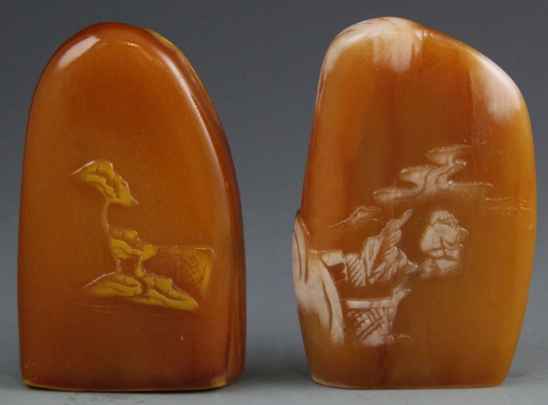 (2) CHINESE TIANHUANG CARVED BOULDERS