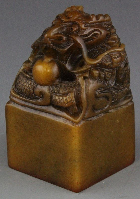 CHINESE CARVED SHOUSHAN DRAGON SEAL - 2