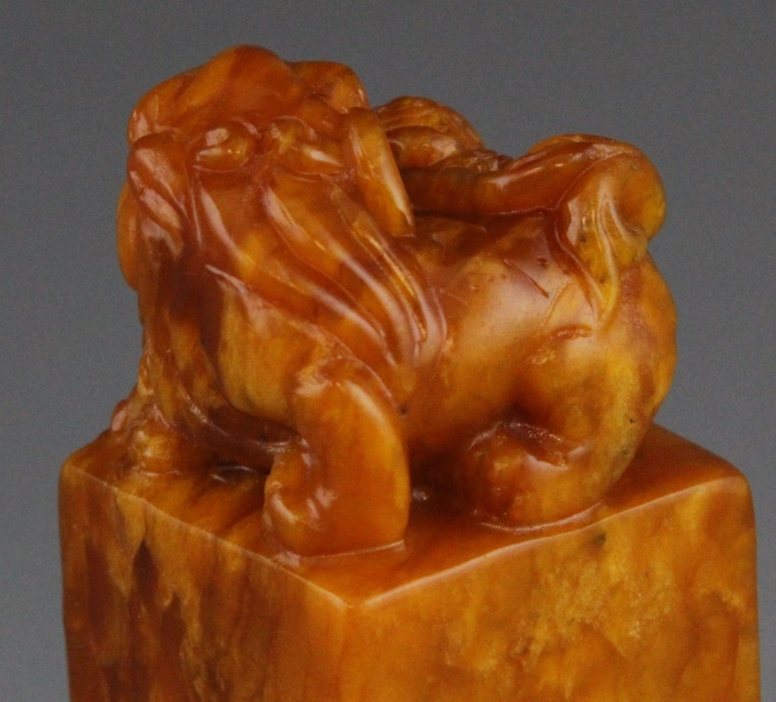 CHINESE TIANHUANG CARVED STONE DRAGON SEAL - 2