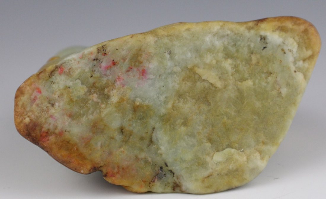 CHINESE CARVED JADE MONKEY WITH FRUIT - 3