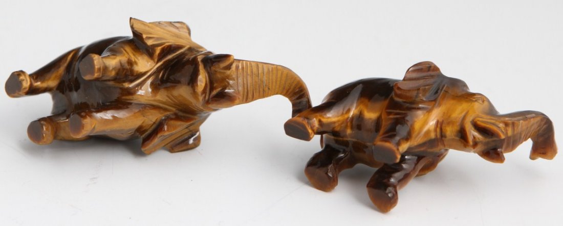 (6) CHINESE CARVED TIGER'S EYE ELEPHANTS - 4