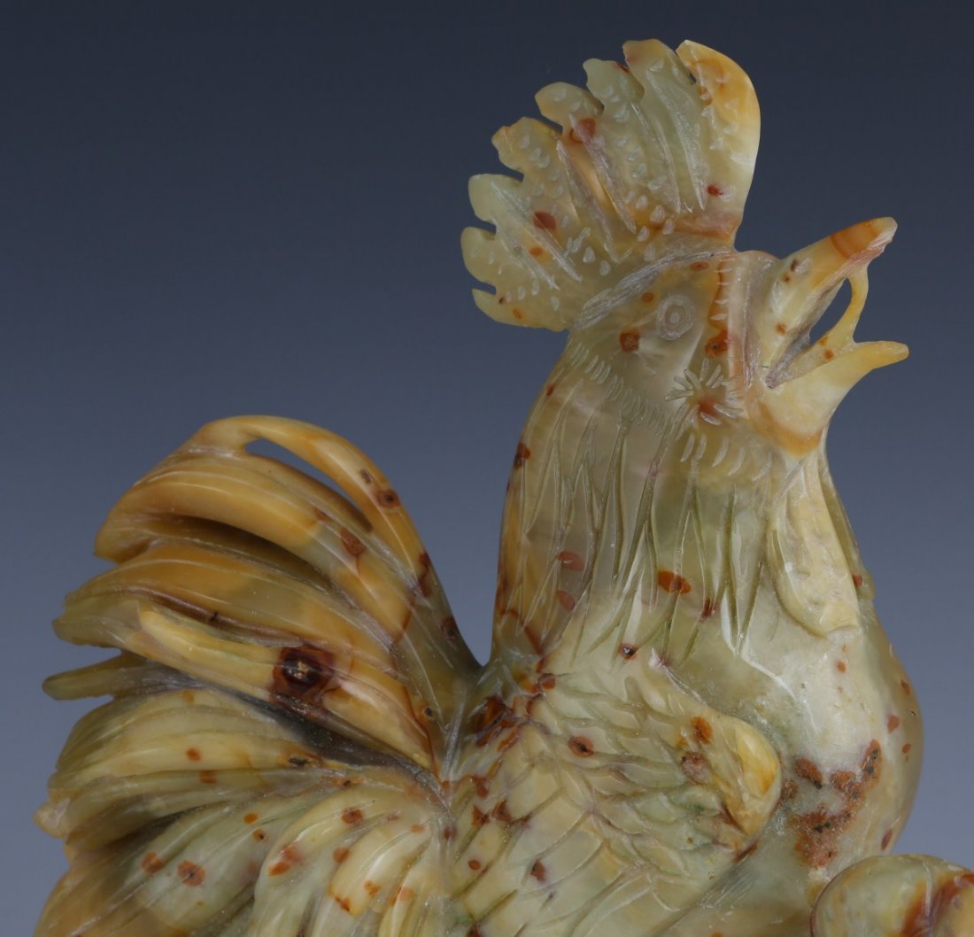 CHINESE CARVED NEPHRITE JADE ROOSTER - 2