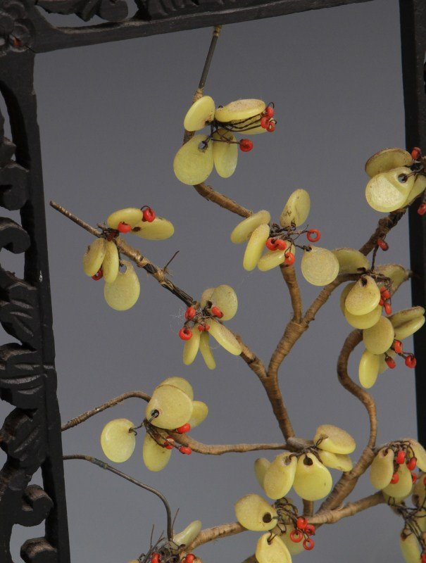 (2) CHINESE STONE CARVED FLOWERING BRANCHES - 2