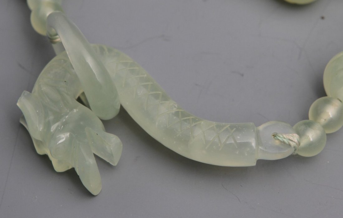 LADIES JADEITE BEADED NECKLACE WITH DRAGON CLASP - 2