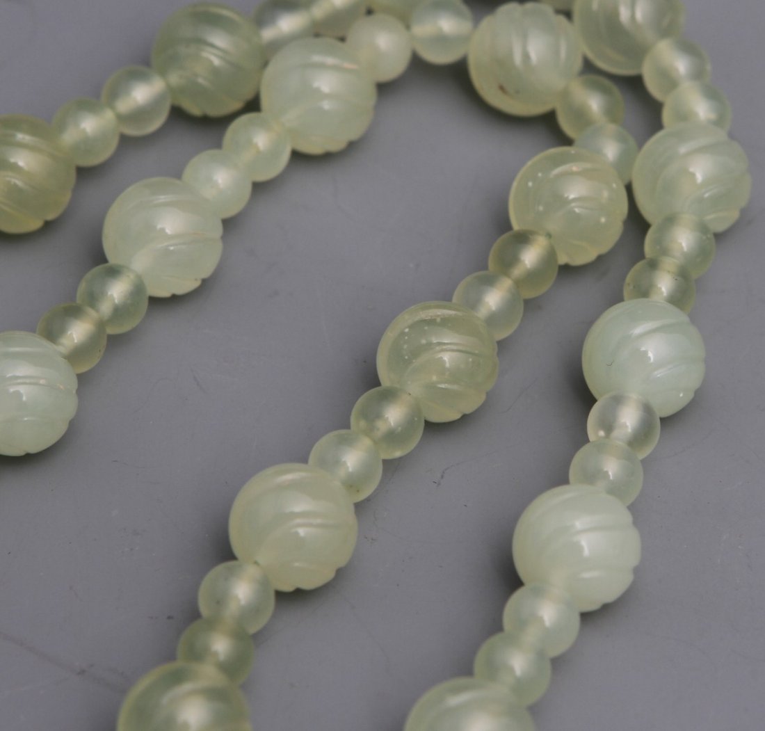 LADIES JADEITE BEADED NECKLACE WITH DRAGON CLASP - 3