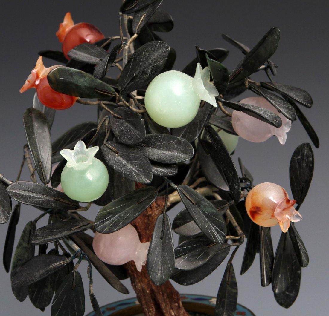 (3) STONE CARVED FLOWERING POTTED PLANTS - 2