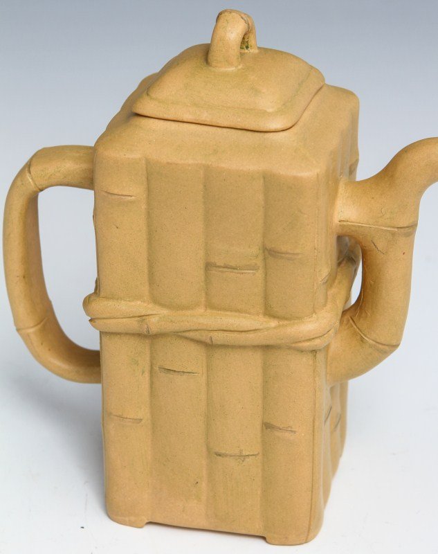 TALL SQUARE BAMBOO ZISHA TEAPOT - 2