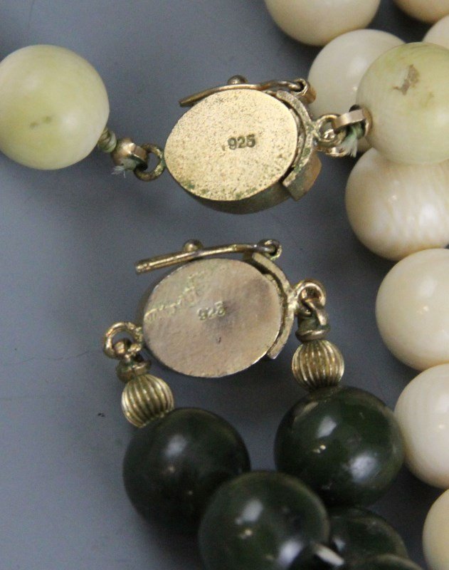 IVORY BEADED FLOWER NECKLACE & JADE BEAD NECKLACE - 4
