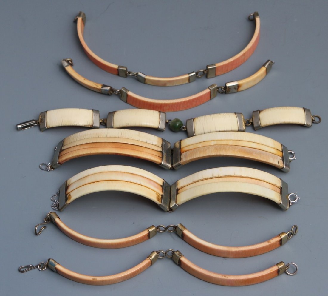 IVORY SEGMENTED BRACELETS W/ METAL FITTINGS