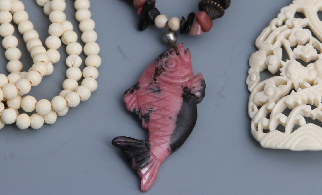 LARGE LOT OF BONE NECKLACES - 2