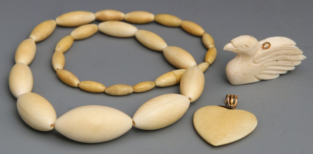CARVED IVORY JEWELRY - NECKLACE AND PENDANT