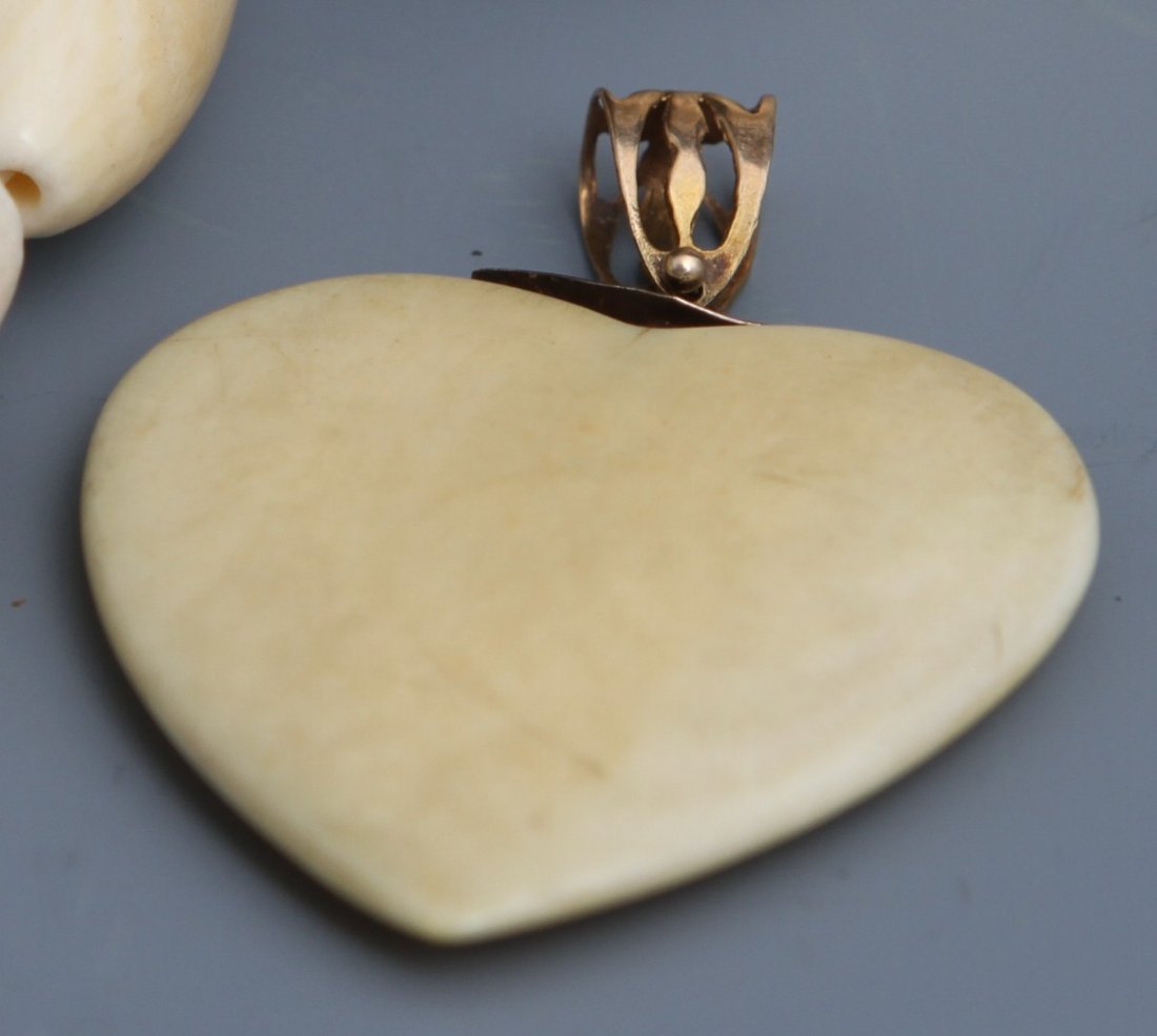 CARVED IVORY JEWELRY - NECKLACE AND PENDANT - 3