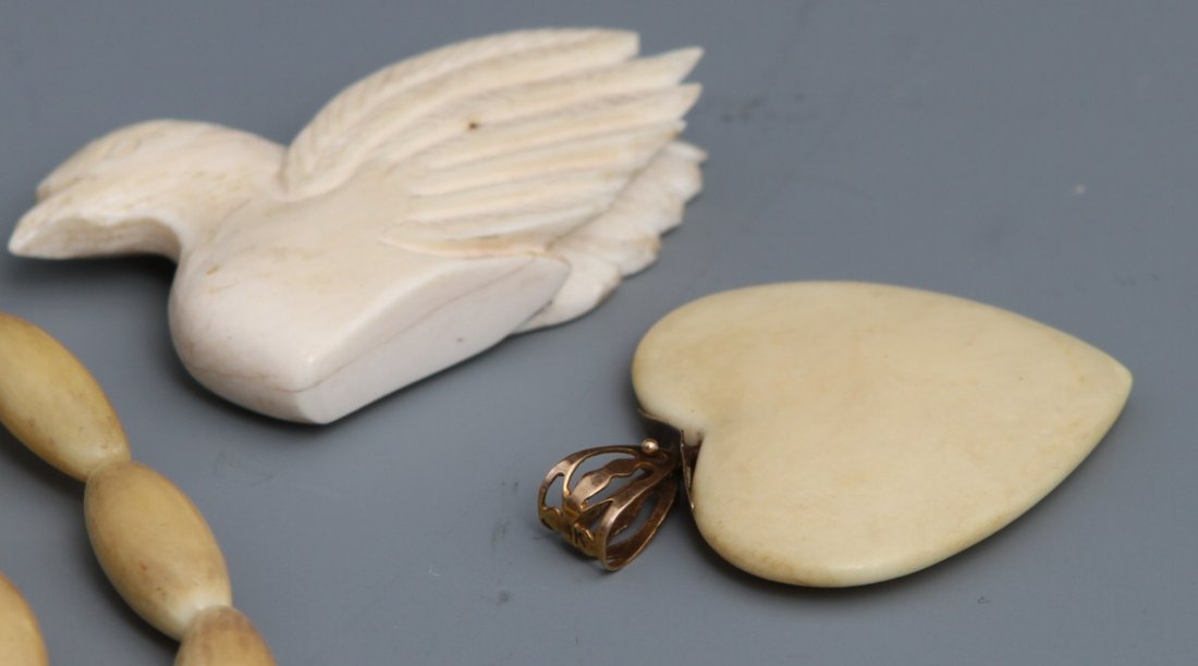 CARVED IVORY JEWELRY - NECKLACE AND PENDANT - 4