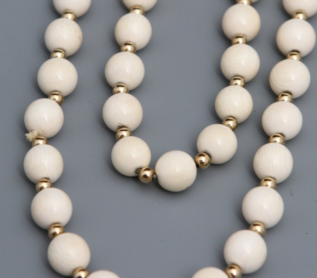 IVORY BEAD NECKLACE AND EARRINGS - 3