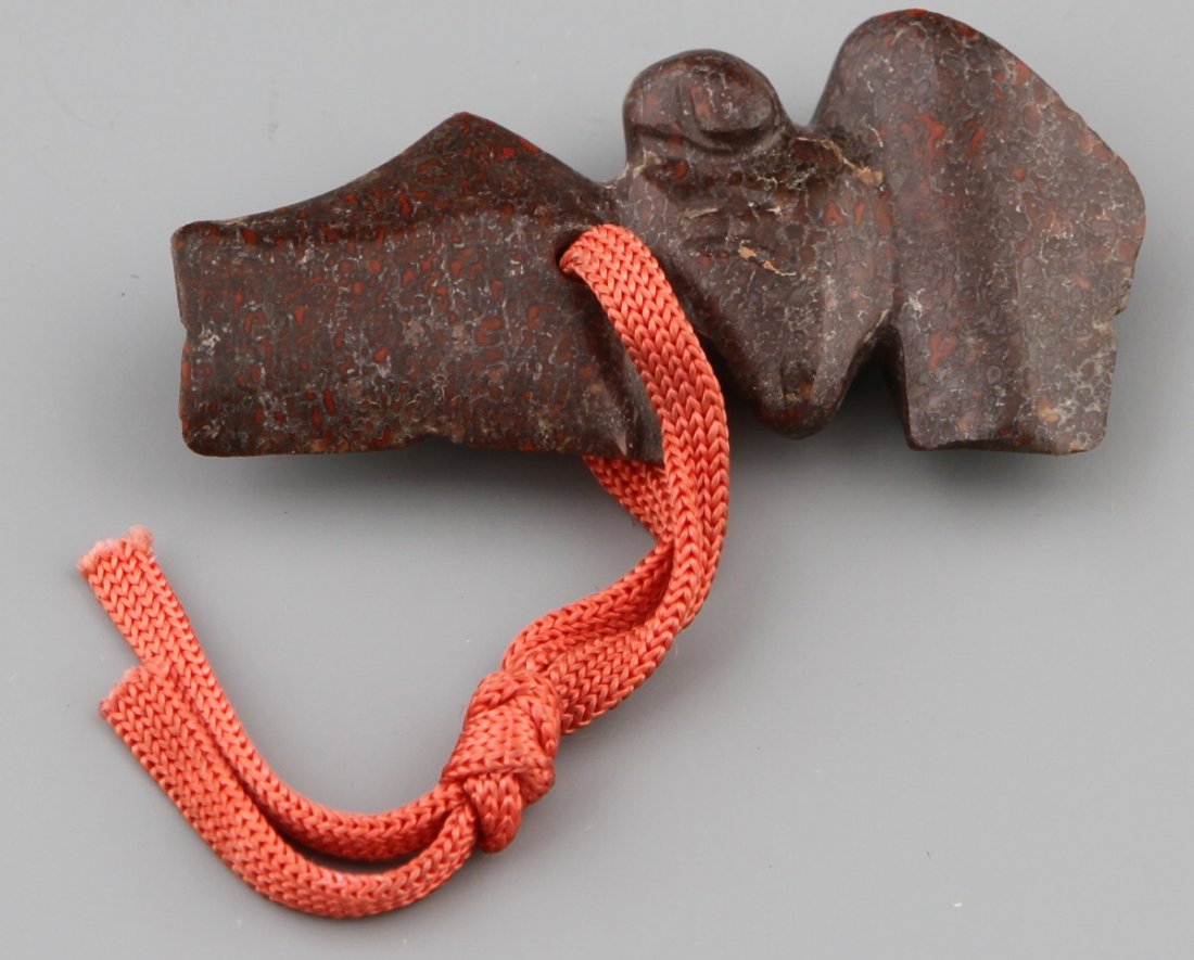 JAPANESE BLACK STONE PRIMITIVE BAT PENDANT