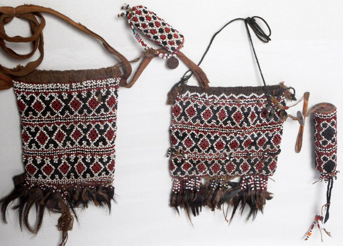 SOUTHEAST ASIAN TRIBAL BEADED BAGS DISPLAY - 3