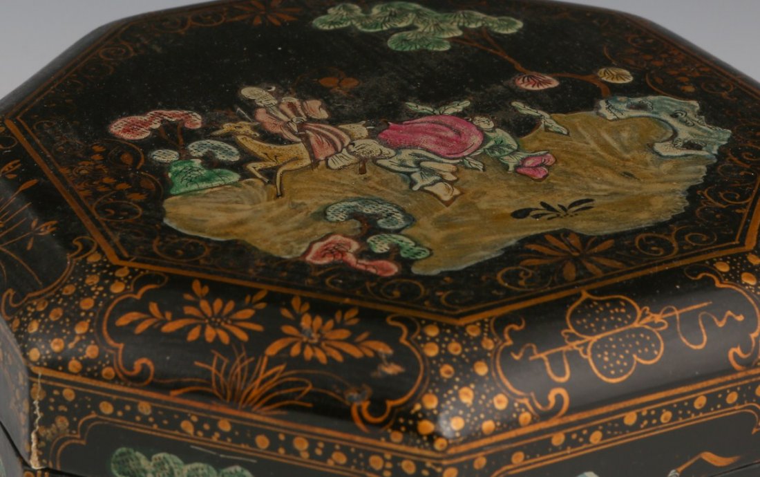 CHINESE LACQUERED OCTAGONAL WEDDING BOX - 2