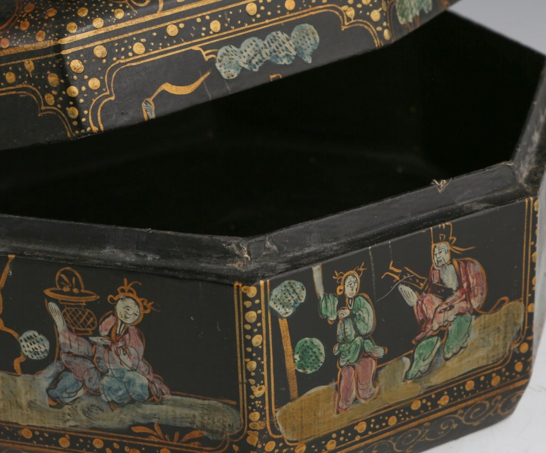 CHINESE LACQUERED OCTAGONAL WEDDING BOX - 3
