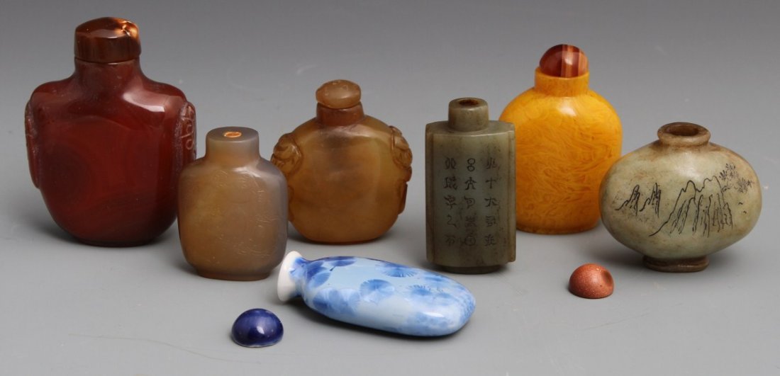 STONE GLASS PORCELAIN SNUFF BOTTLES