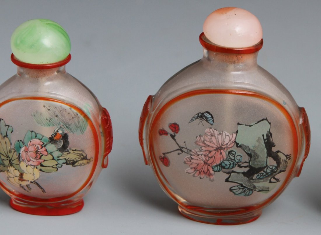 (5) REVERSE PAINTING TO GLASS SNUFF BOTTLES - 2