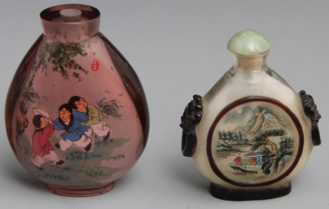 (5) REVERSE PAINTING TO GLASS SNUFF BOTTLES - 3