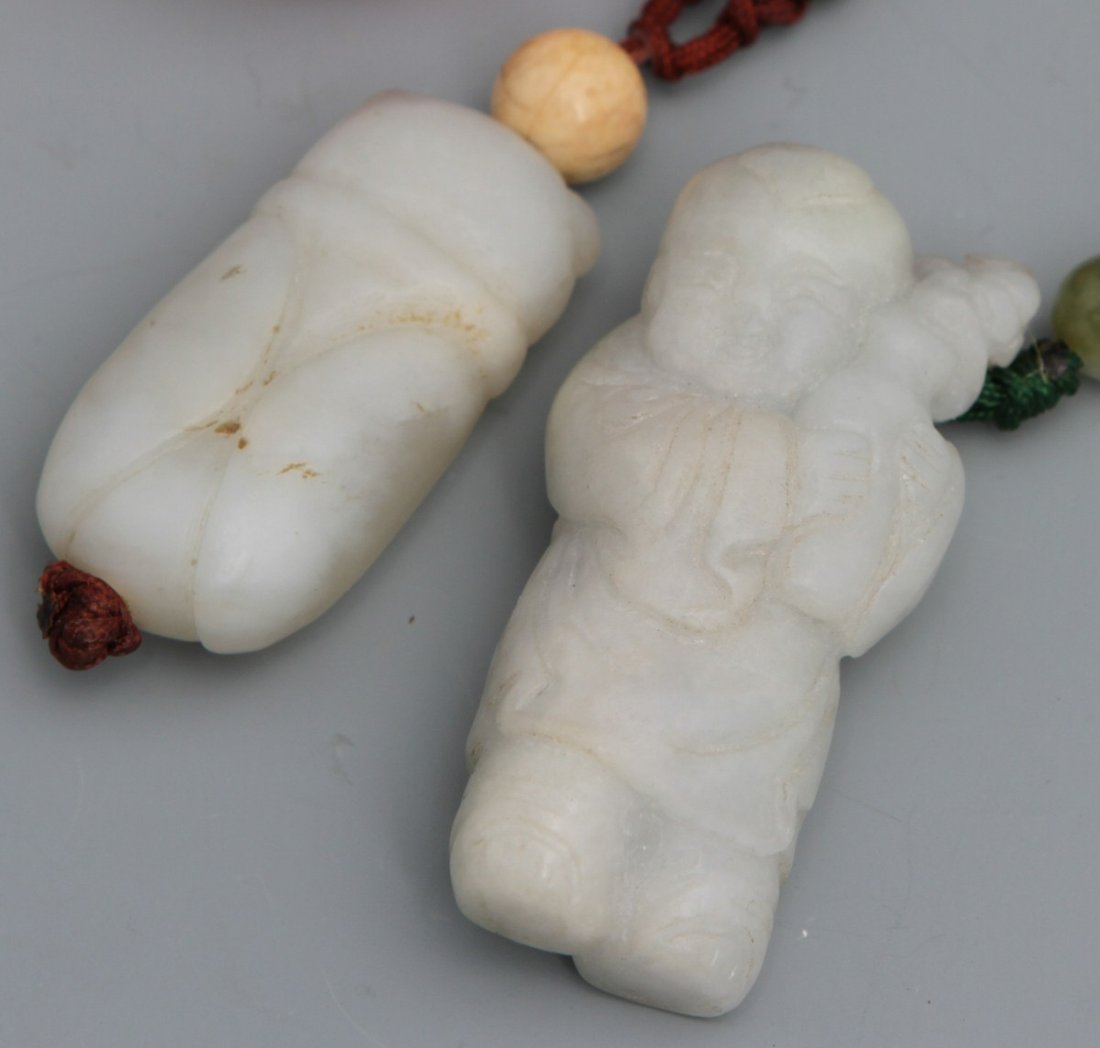 GLASS SNUFF BOTTLE (2) JADE PENDANT SILVER PENDANT - 3
