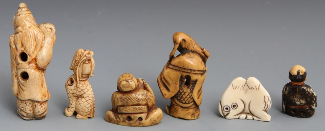 (6) BONE AND COMPOSITE JAPANESE NETSUKE - 4