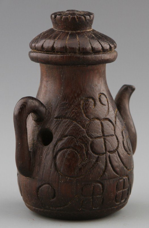 JAPANESE WOODEN NETSUKE TEAPOT - 2