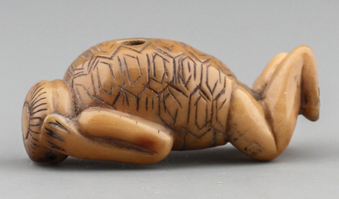 JAPANESE CARVED IVORY NETSUKE OF KAPPA - 2