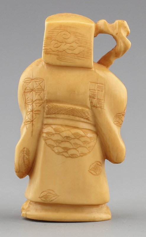 JAPANESE CARVED IVORY NETSUKE JUROJIN - 2