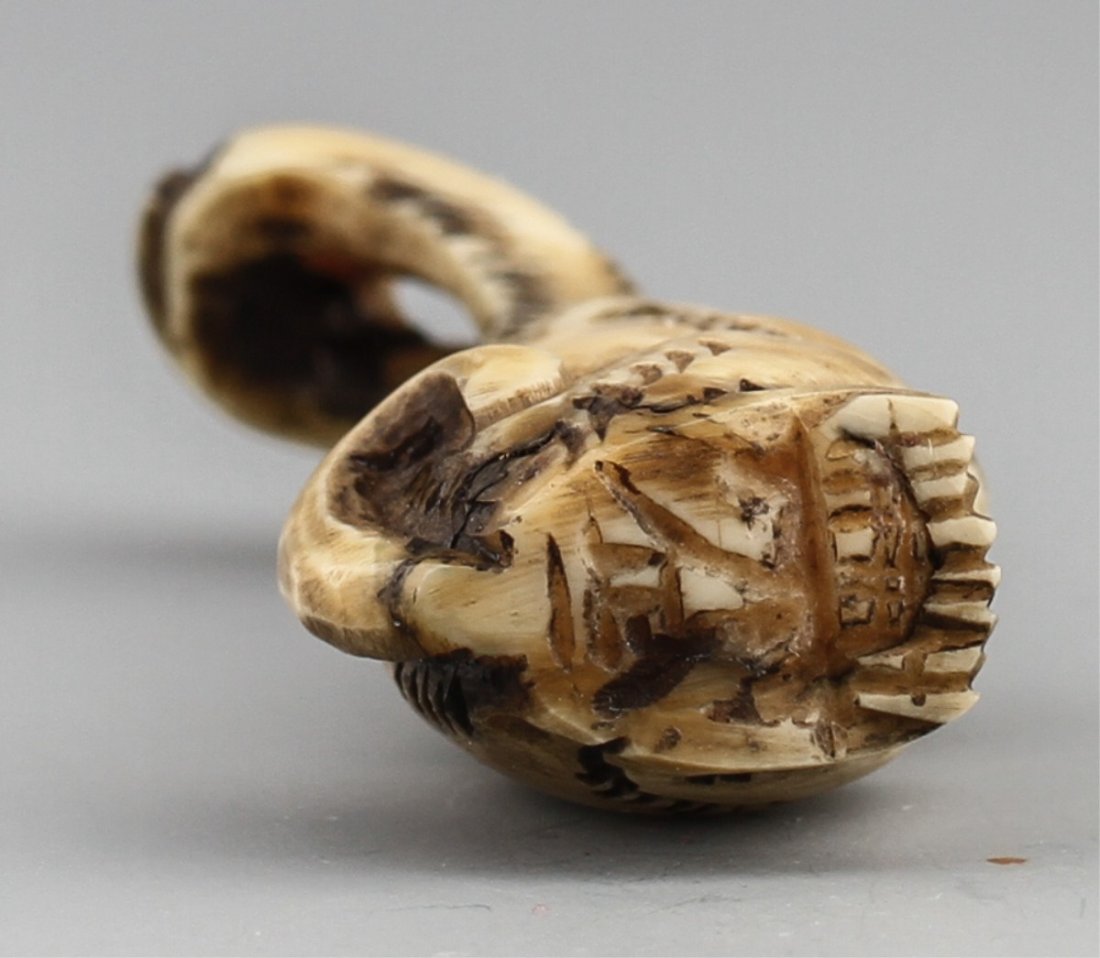 JAPANESE CARVED IVORY NETSUKE MONKEY - 3