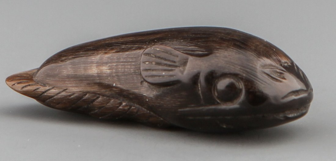 JAPANESE CARVED STONE NETSUKE PUFFERFISH